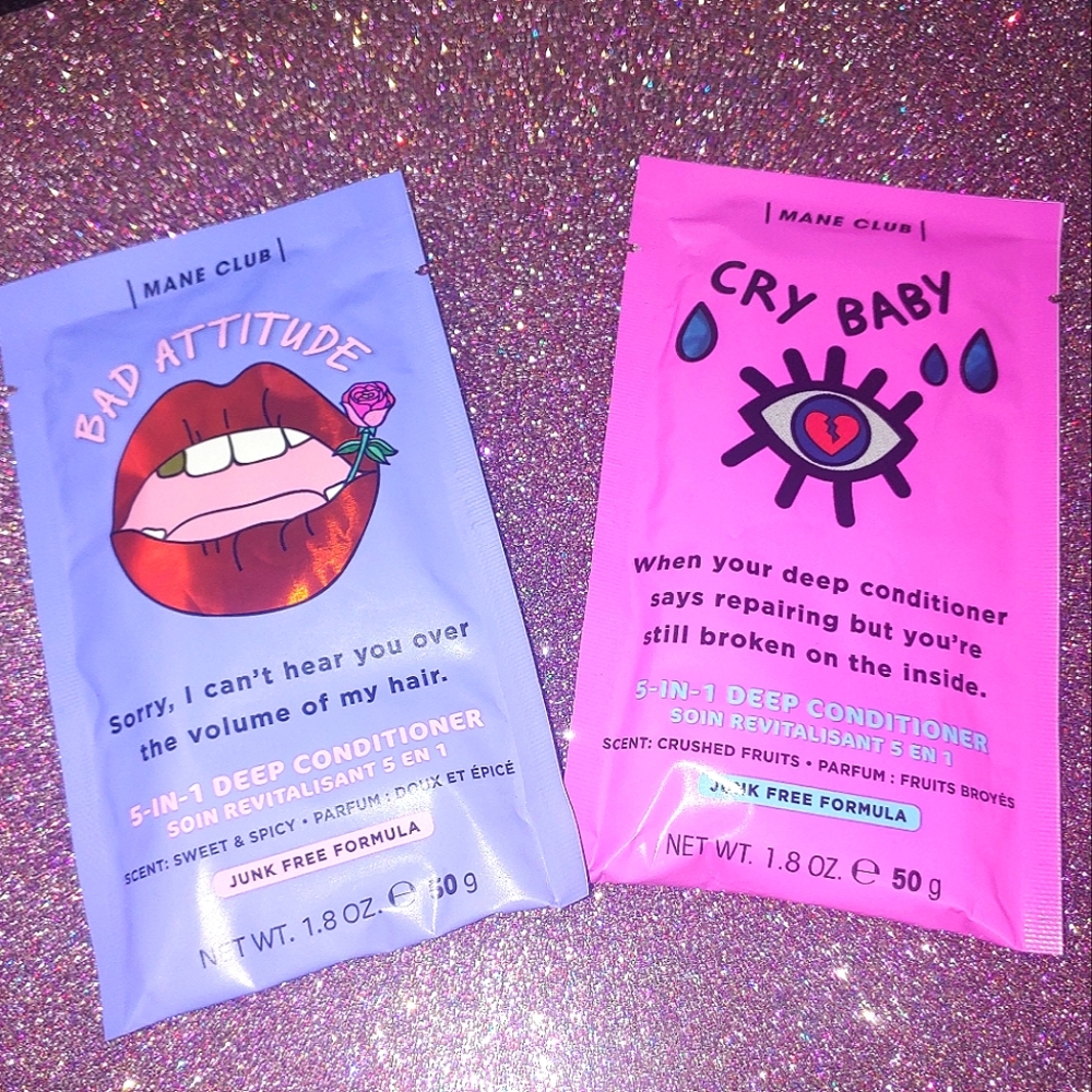$5 Mane Club Set: BAD ATTITUDE Volumizing Hair Mask CRY BABY Repairing Hair Mask